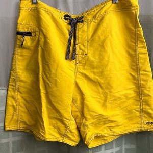 Patagonia Swim Boardwalk Shorts Bright Yellow Tie front.